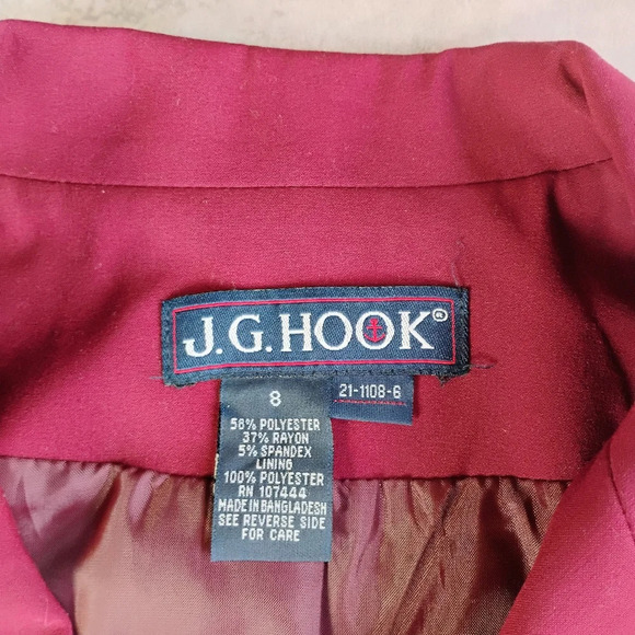 Vintage JG Hook Blazer Womens 8 Cherry Red Single Breasted Career Office Work - Picture 7 of 12